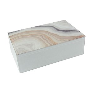 PORTA JOIA DE VIDRO BRANCO 20CM X 13CM X 6CM