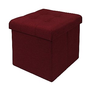 PUFF DE MADEIRA E TECIDO COM GUARDA VOLUME BORDO