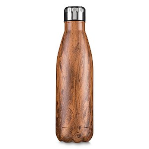 GARRAFA AÇO INOX 750ML MADEIRA GA4600M
