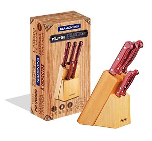 JOGO FACAS INOX 6PC POLYWOOD VER