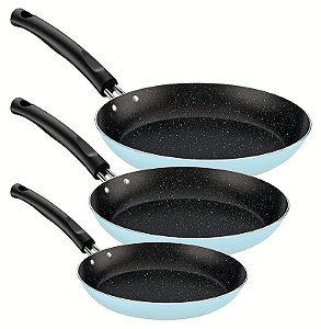 JOGO FRIGIDEIRAS ALUM 3PC AZU