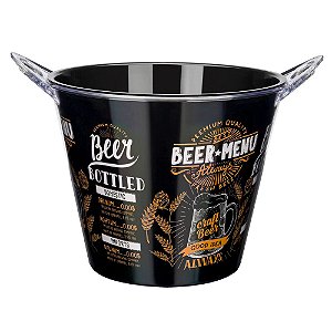 CHAMPANHEIRA BEER MENU EM ACRILICO COM 2 ABRIDORES DE GARRAFA 5L COR PRETO