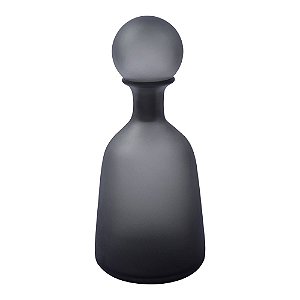 GARRAFA DECORATIVA DE VIDRO FOSCA CINZA