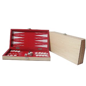 JOGO GAMAO MADEIRA DELUXE VERMELHO 30 X 17,5 X 5 CM