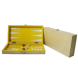 JOGO GAMAO MADEIRA DELUXE AMARELO 30 X 17,5 X 5 CM