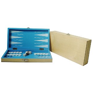 JOGO GAMAO MADEIRA DELUXE AZUL 30 X 17,5 X 5 CM