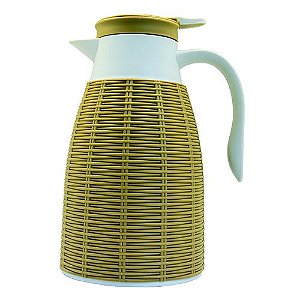 GARRAFA TERMICA REVESTIDA RATTAN PLASTICO 1L 18X14X26CM BEGE