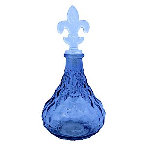 CJ. DE GARRAFAS DE VIDRO C/ TAMPA FLOR DE LIS - 4 PCS AZUL