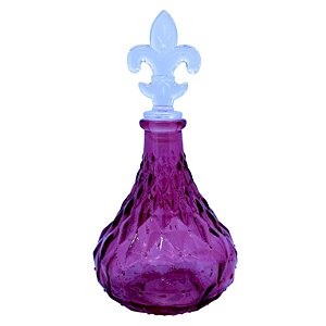 CJ. DE GARRAFAS DE VIDRO C/ TAMPA FLOR DE LIS - 4 PCS ROSA