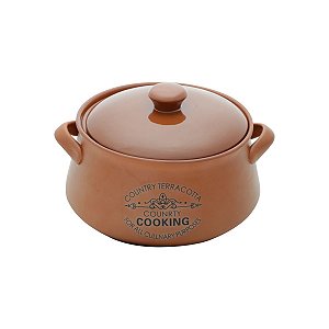 CAÇAROLA C/TAMPA CERÂMICA COUNTRY COOKING MARROM 28x17,5cm