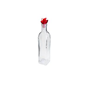 GARRAFA AZEITE VIDRO C/TAMPA PLÁSTICO VERMELHA 510ml