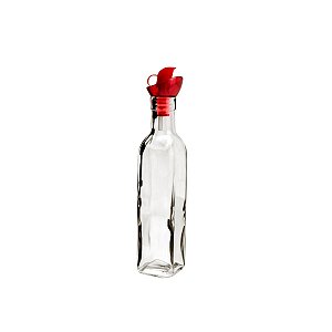GARRAFA AZEITE VIDRO C/TAMPA PLÁSTICO VERMELHA 270ml
