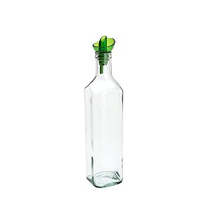 GARRAFA P/AZEITE DE VIDRO TRANSPARENTE E VERDE 500ml