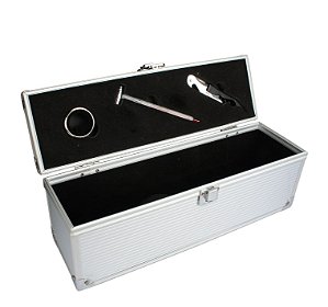 ESTOJO EM ALUMINIO PARA 1 GARRAFA COM 3 ACESSÓRIOS
