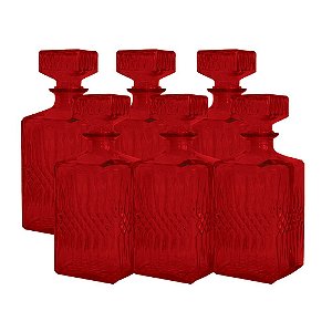 CJ. DE GARRAFAS DE VIDRO VERMELHO - 6 PCS