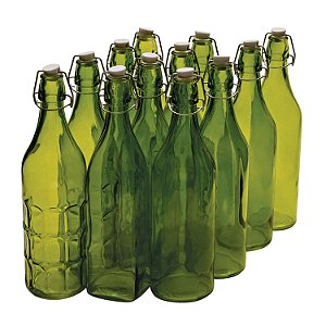 CONJUNTO DE 12 GARRAFAS DECORATIVA DE VIDRO