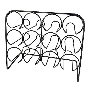 PORTA GUARRAFAS DE METAL PRETO PARA 12 GARRAFAS 36,5CM X 16C