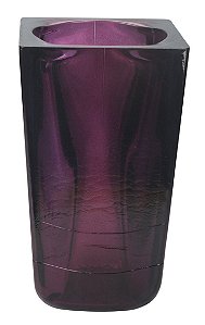 VASO QUADRADO DE VIDRO 28CM VERMELHO