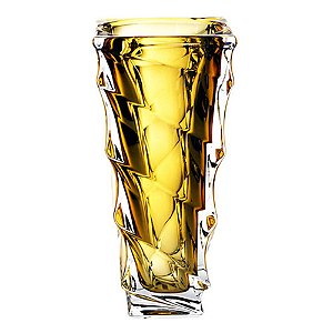 VASO CASABLANCA EM CRISTAL ECOLOGICO L13,5XP13,5XA30,5CM  COR AMBAR