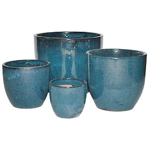 CJ DE VASOS VIETNAMITA AZUL PETROLEO  04 PCS