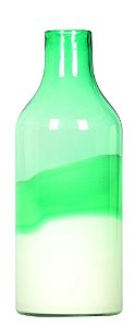 VASO BOA VIAGEM EM VIDRO 36CM VERDE E BRANCO