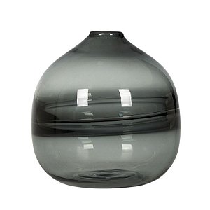 VASO PRAINHA EM VIDRO 19.5CM FUME