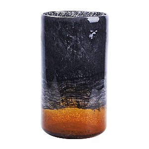 MURANO VASO BICOLOR EM VIDRO L16XP16XA29CM COR PRETO
