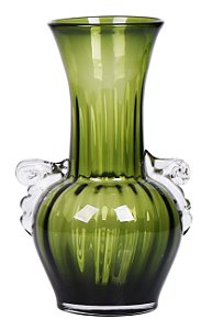 VASO PROVETA EM VIDRO COM ALCA 33.5CM VERDE OLIVA