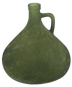 VASO DE VIDRO PAMPLONA COM ALÇA 18CM VERDE METÁLICO