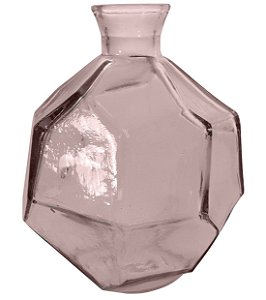 VASO DE VIDRO ORIGAMI 18CM ROSA