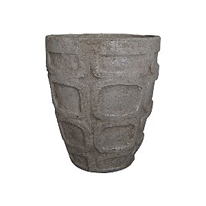 VASO DE CIMENTO COM DESENHOS GEOMETRICOS CINZA
