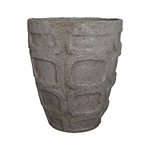 VASO DE CIMENTO COM DESENHOS GEOMETRICOS CINZA