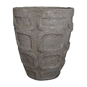 VASO DE CIMENTO COM DESENHOS GEOMETRICOS CINZA