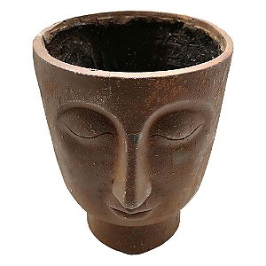 VASO DE RESINA MARROM COM FORMATO DE ROSTO 26CM X 23,5CM X 3