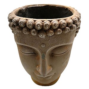 VASO DE RESINA MARROM COM FORMATO DE BUDHA 28CM X 27CM X 33,