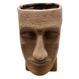 VASO DE RESINA MARROM COM FORMATO DE ROSTO 32CM X 25,5CM X 4