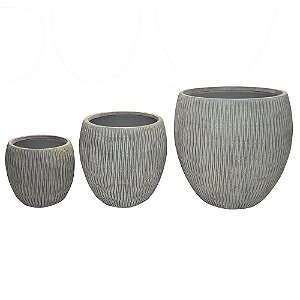 CONJ. DE VASOS CINZA - 3PCS G:55,5CM X 55CM X 55,55CM M:43,5