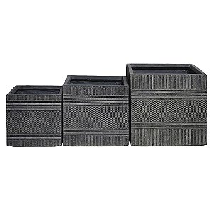 CONJ. DE VASOS DE RESINA CINZA - 3PCS G:44CM X 44CM X 42,5CM
