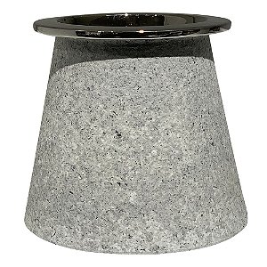 VASO DE CERAMICA ESTILO CIMENTO COM PRATA 19CM X 19CM X 17,5