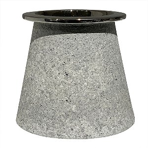 VASO DE CERAMICA ESTILO CIMENTO COM PRATA 16,2CM X 16,2CM X