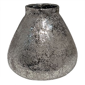 VASO DE CERAMICA PRATA 18,5CM X 18,5CM X 17CM