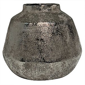 VASO DE CERAMICA PRATA 22,5CM X 22,5CM X 19,5CM