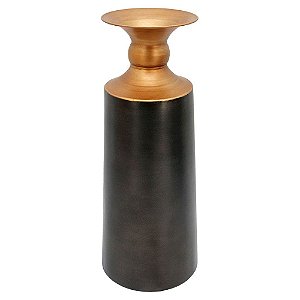 VASO DE METAL CINZA COM DOURADO 20,5CM X 20,5CM51,5CM