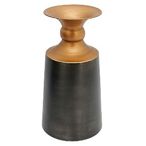 VASO DE METAL CINZA COM DOURADO 20,5CM X 20,5CM X 38,5CM