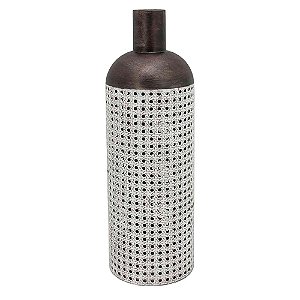 VASO DE CHAO DE METAL RUSTICO BRANCO E MARROM