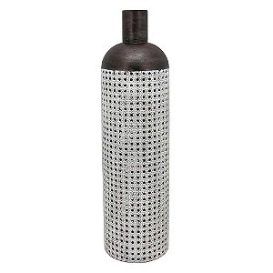 VASO DE CHAO DE METAL RUSTICO BRANCO E MARROM