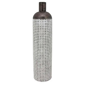 VASO DE CHAO DE METAL RUSTICO BRANCO E MARROM