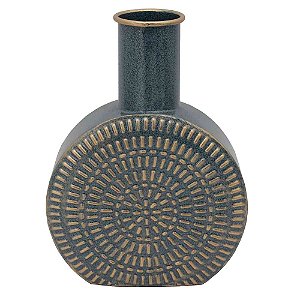 VASO DE METAL AZUL MARINHO E DOURADO