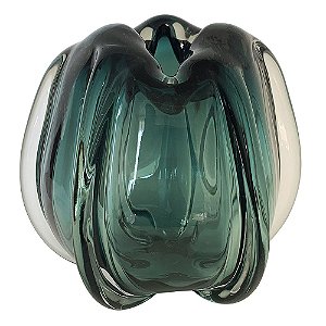 VASO DE VIDRO VERDE - MURANO 24,5CM X 24,5CM X 22CM