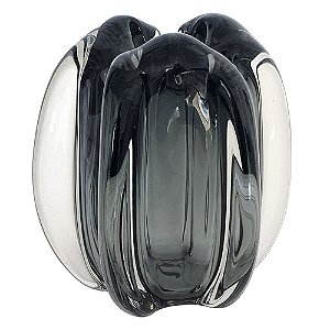VASO DE VIDRO CINZA - MURANO 14,5CM X 14,5CM X 16CM